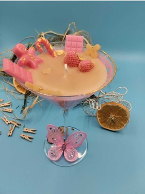 Pembe El Yapımı Kokulu Mum, Sakız Bubble, Doğal ve Şık Tasarım