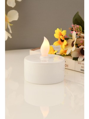 Pilli LED Tealight Mum 3cm, Beyaz, Şık ve Havalı Aydınlatma Seçeneği