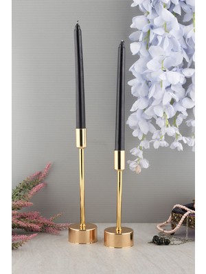 Şamdan Seti, Dekoratif Metal Mumluk, Gold Renk, Şık ve Zarif Tasarım