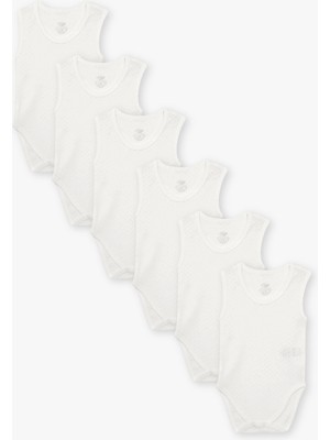 Luggi Baby Yenidoğan - 5 Yaş Bisiklet Yaka Pamuklu Kız Bebek Jakarlı Çıtçıtlı Body 6'lı  LG-2048-8