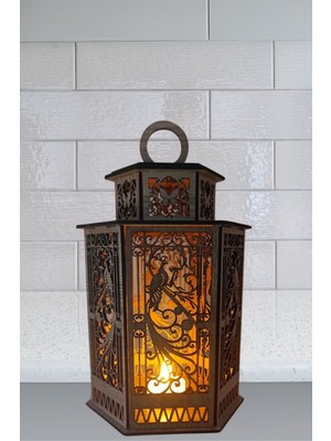 Şık Ahşap Dekoratif Fenerlik Mumluk, Doğal ve Sıcak Atmosfer Sağlar