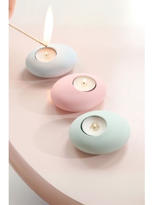 Şık Üçlü Soft Renk Mumluk Seti, Sıcak ve Huzurlu Atmosyon Yaratır
