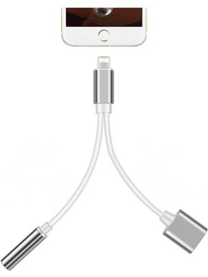 Deppo Trend Apple Kulaklık Çevirici Lightning Dönüştürücü Su Geçirmez iPhone 14 13 12 11 8 7 Uyumlu Gümüş