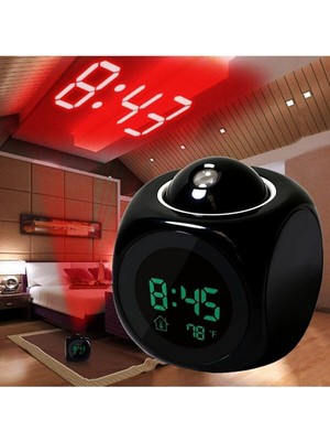 Projeksiyonlu Dijital Saat, Termometre, Ingilizce Konuşan, Alarmlı, Masa Saati
