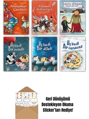 Annemin Çantası Babamın Battaniyesi Yavru Ahtapot Üç Kedi + Okuma Sticker'ları