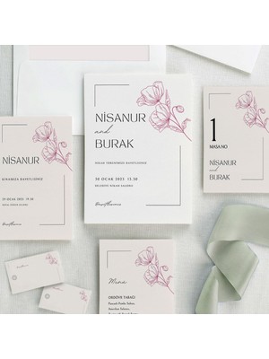 Trendy Şeffaf Zarflı Düğün Davetiyesi