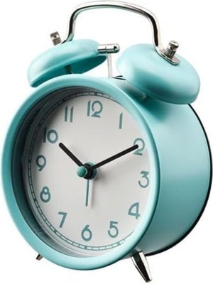 Turkuaz Renk Meridyen Çalar Saat, 10 Cm, Masa Dekorasyonu, Çelik Malzeme