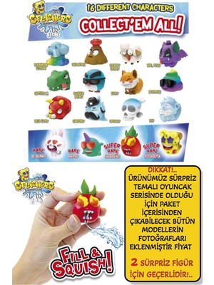 2 Adet Sürpriz Splashers Fill & Squish! Sıkımlık Stress Giderici Yumuşak Mini Su Tabancası