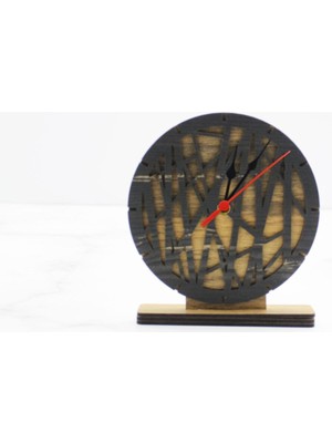 Ahşap Sarmaşık Figürlü Masa Saati, Şık ve Doğal Dekorasyon Parçası