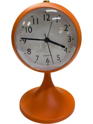 Şık Turuncu Dekoratif Vintage Saat, 17 Cm, Alarm Özellikli, Şıklık ve Fonksiyon Bir Arada
