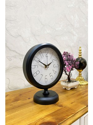 25X20 cm Siyah Metal Masa Saati, Ev ve Ofis Dekorasyon Aksesuarı
