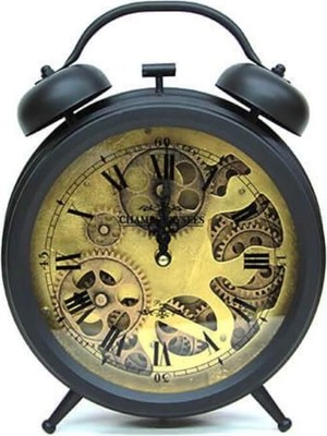 Şık Metal Masaüstü Çarklı Saat Roma Rakamlı Köstek Modeli