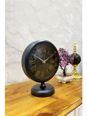 25X20 cm Siyah Metal Şık Masa Saati, Modern ve Zarif Tasarım