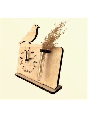 Çiçekli Osmanlıca Serçe Motifli Masa Saati, Şık ve Zarif Tasarım