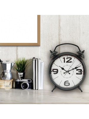 Şık 31 cm Siyah Dekoratif Masa Saati D-300-3