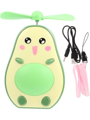 LED Işıklı Makyaj Aynası Mini El Fanı USB Şarjlı Avakado Figürlü Vantilatör