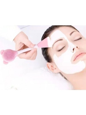 Teknotrust Pembe Yüz Temizleme ve Maske Spatulası, Silikon Krema Uygulama Aracı