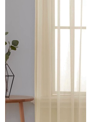 Krem Düz Tül Perde, Sade, Desensiz, Düz Tül,sık Pile, Ütü Istemez,tül,perde