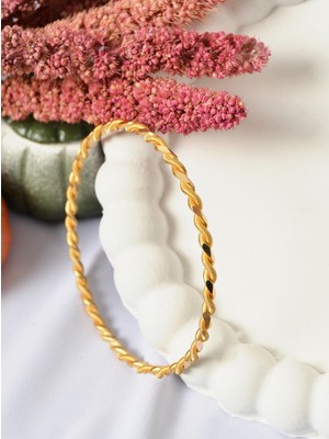 Kado Kuyumculuk 12 gr (Gram) 22 Ayar 2'li Paftalı Burma Bilezik