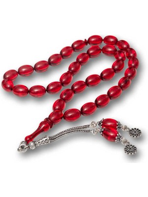 Gümüş Kırmızı Ateş Kehribar Tesbih