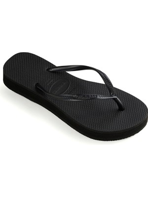 Slim Flatform Siyah Kadın Plaj Terliği