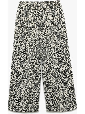 Koton Beli Lastikli Desenli Bol Paça Pantolon