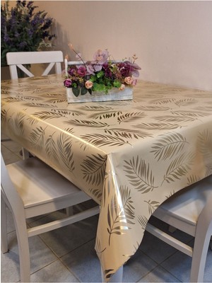 Başak Ev Tekstili Gold Parlak Silinebilir Masa Örtüsü - Elyaflı Pvc Muşamba