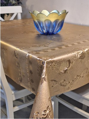 Başak Ev Tekstili Gold  Parlak Silinebilir Masa Örtüsü - Elyaflı Pvc Muşamba