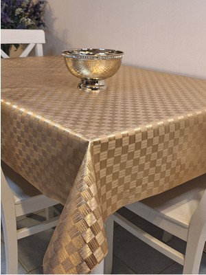 Başak Ev Tekstili Gold  Parlak Silinebilir Masa Örtüsü - Elyaflı Pvc Muşamba