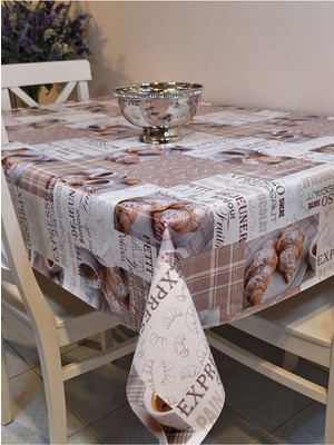 Başak Ev Tekstili Elyaflı Pvc Muşamba - Desenli Silinebilir Masa Örtüsü ( Kahve)