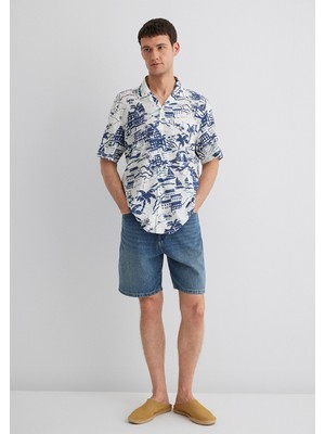 Mavi Baskılı Mavi Gömlek 0211491-89887