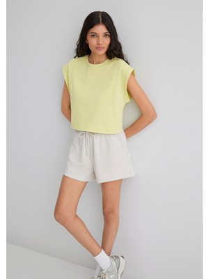 Mavi Sari Crop Basic Tişört 1613280-71309