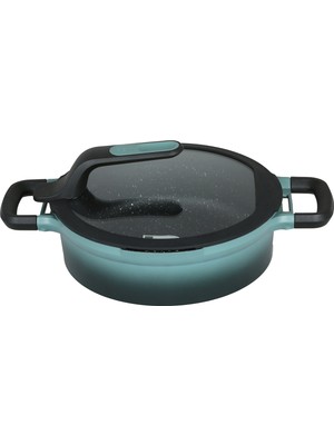 Berghoff Gem Stay Cool 24CM Forest Pilav Tenceresi Koyu Yeşil Yapışmaz Aluminyum Kaplama Ergonomik Sap ile Kolay Temizlik