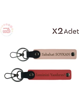 Miawiki Nişanlıya Romantik Hediye, Isim Soyisimli 2’li Anahtarlık Takımı, Nar Çiçeği-Yavru Ağzı