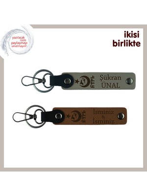 Miawiki Amcaya Unutulmaz Armağan – Ayyıldız Kurt Göktürk Temalı 2’li Kişisel Anahtarlık Seti, Kül Gri-Kahve