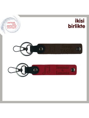 Miawiki Sevgilinle Ortak Melodiyi Taşıyan Hatıra, Kişisel Deri Anahtarlık Takımı, Koyu Kahve-Kırmızı