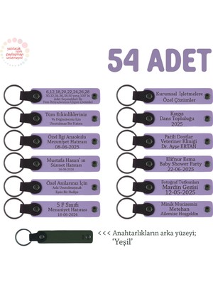Miawiki Sevdiklerinize Düğün Hediyesi, Isim Mesaj Yazılabilen 54' Lü Anahtarlık Seti, Mor & Yeşil