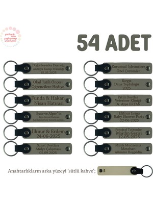 Miawiki Kül Gri & Sütlü Kahve, Sevdiklerinize Düğün Hediyesi, Isim Mesaj Yazılabilen 54' Lü Anahtarlık Seti