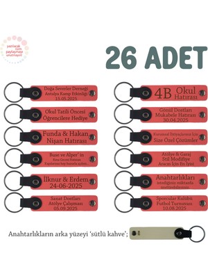 Miawiki Narçiçeği & Sütlü Kahve, Doğum Yapan Anneye Hediye, Ismine Özel 26'lı Hatıra Anahtarlık Seti