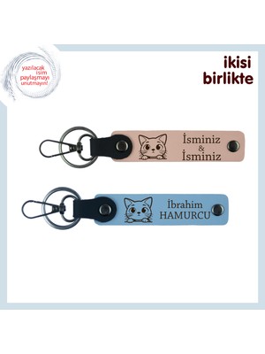 Miawiki Beraber Yaşadığınız Minik Patiye Ortak Hatıra, Isimli Deri Anahtarlık Takımı, Yavru Ağzı-Gök Mavi