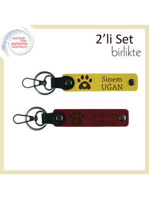 Miawiki Veteriner Asistanına Sürpriz Yapmak Için Uygun Hediye, Kalpli Pati Desenli Set, Sarı-Bordo