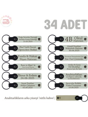 Miawiki Yeni Doğan Bebek Mevlüdü Için, 34'lü Set, Anne ve Bebek Isimli Anahtarlık, Beyaz & Sütlü Kahve