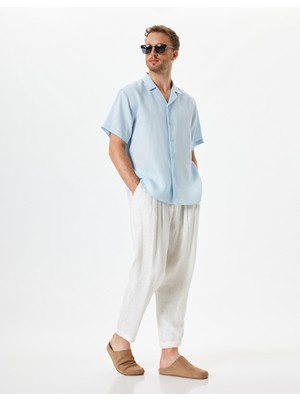 Koton Keten Gömlek Basic Devrik Yaka