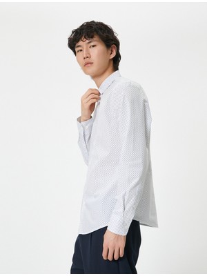 Koton Slim Fit Gömlek Yarım Italyan Yaka Düğmeli Pamuklu