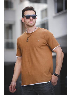 Koben Parça Kumaş Detaylı Erkek Slim Fit Tshirt