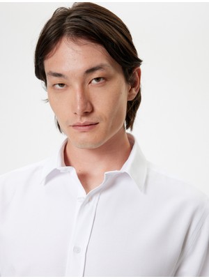 Koton Oxford Gömlek Uzun Kollu Pamuk Karışımlı