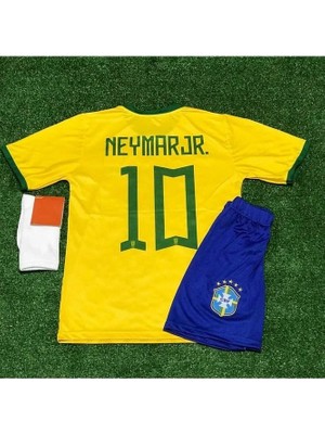 Neymar Jr #10 Brezilya 2023/24 Yeni Sezon Çocuk Forması Şort Çorap 4'lü Set