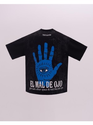 Erkek Kısa Kolevil Eye Oversize Siyah Tişört