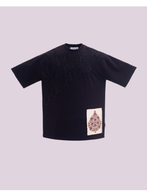 İnfighter Erkek Kısa Kol Premium Ethnic Oversize Siyah