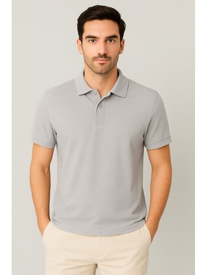Regular Fit %100 Pamuk Polo Yaka Yarım Kollu Basic T-Shirt